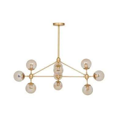 Abira Gold Finish and Glass 10 Bulb Pendant Light