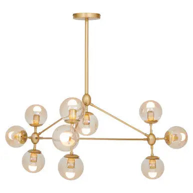 Abira Gold Finish and Glass 10 Bulb Pendant Light