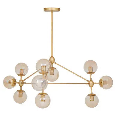 Abira Gold Finish and Glass 10 Bulb Pendant Light