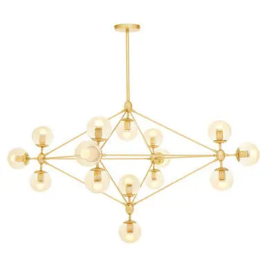 Abira Gold Finish and Glass 15 Bulb Statement Pendant Light