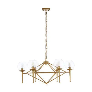 Abira Gold Finish and Glass 6 Bulb Pendant Light