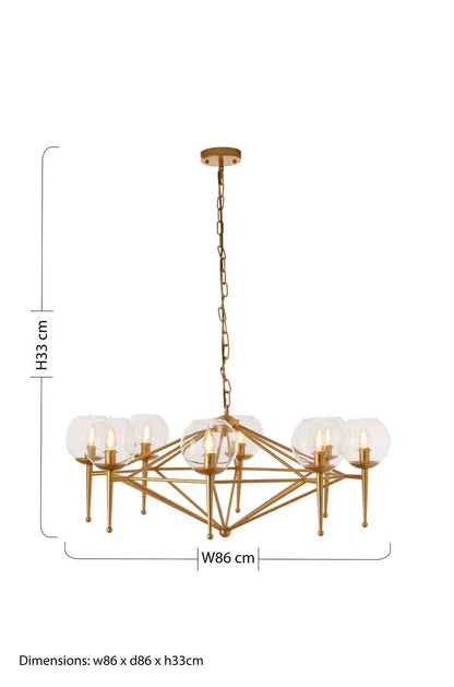 Abira Gold Finish and Glass 8 Bulb Pendant Light