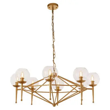 Abira Gold Finish and Glass 8 Bulb Pendant Light