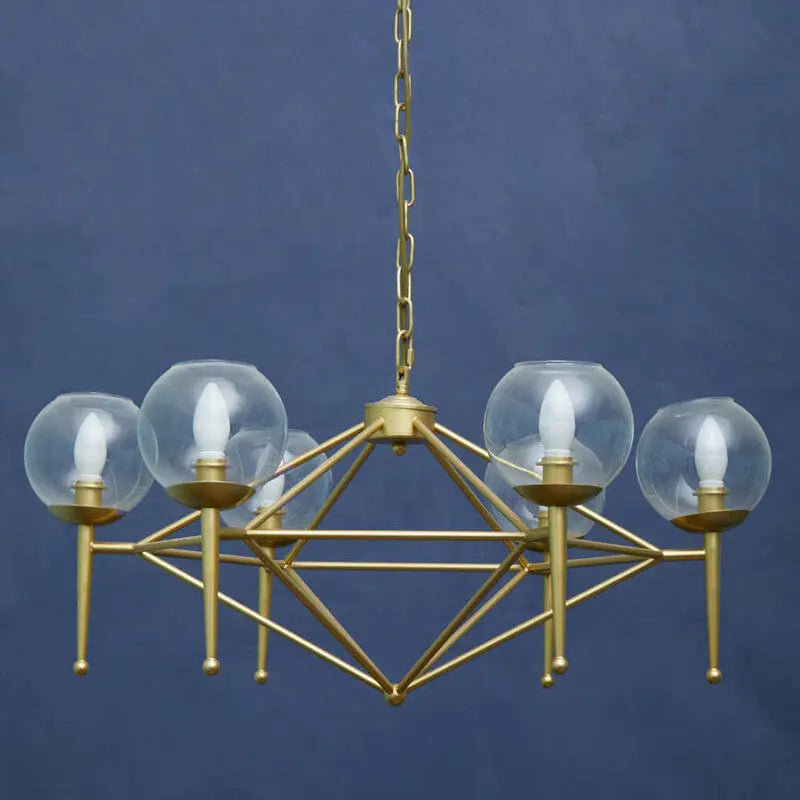 Abira Gold Metal and Glass 6 Bulb Pendant Light
