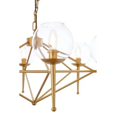 Abira Gold Metal and Glass 6 Bulb Pendant Light