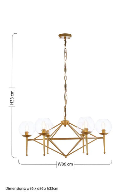 Abira Gold Metal and Glass 6 Bulb Pendant Light