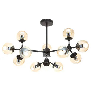 Abira Matte Black Finish and Glass 12 Bulb Pendant Light