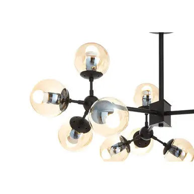 Abira Matte Black Finish and Glass 12 Bulb Pendant Light