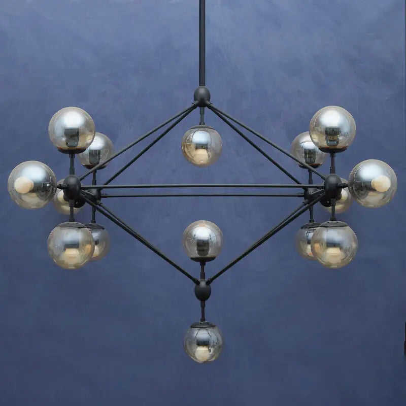 Abira Matte Black Finish and Glass 21 Bulb Pendant Light