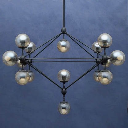 Abira Matte Black Finish and Glass 21 Bulb Pendant Light