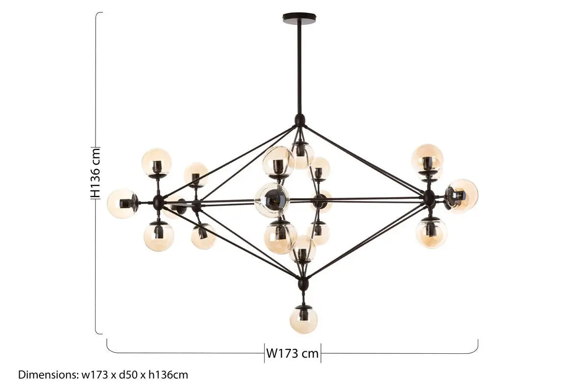 Abira Matte Black Finish and Glass 21 Bulb Pendant Light