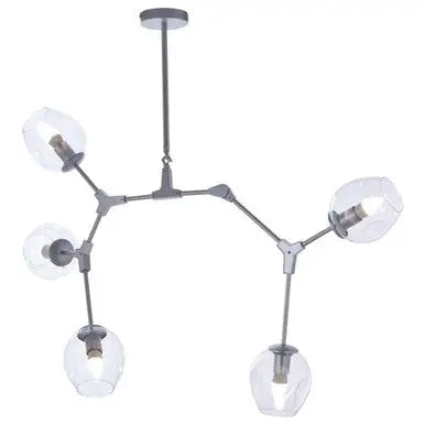 Abira Silver Finish Adjustable 5 Arm Statement Pendant Light