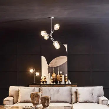 Abira Silver Finish Adjustable 5 Arm Statement Pendant Light