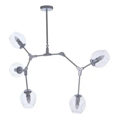 Abira Silver Finish Adjustable 5 Arm Statement Pendant Light