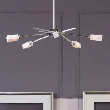 Abira Silver Metal and Frosted Glass 5 Bulb Pendant Light