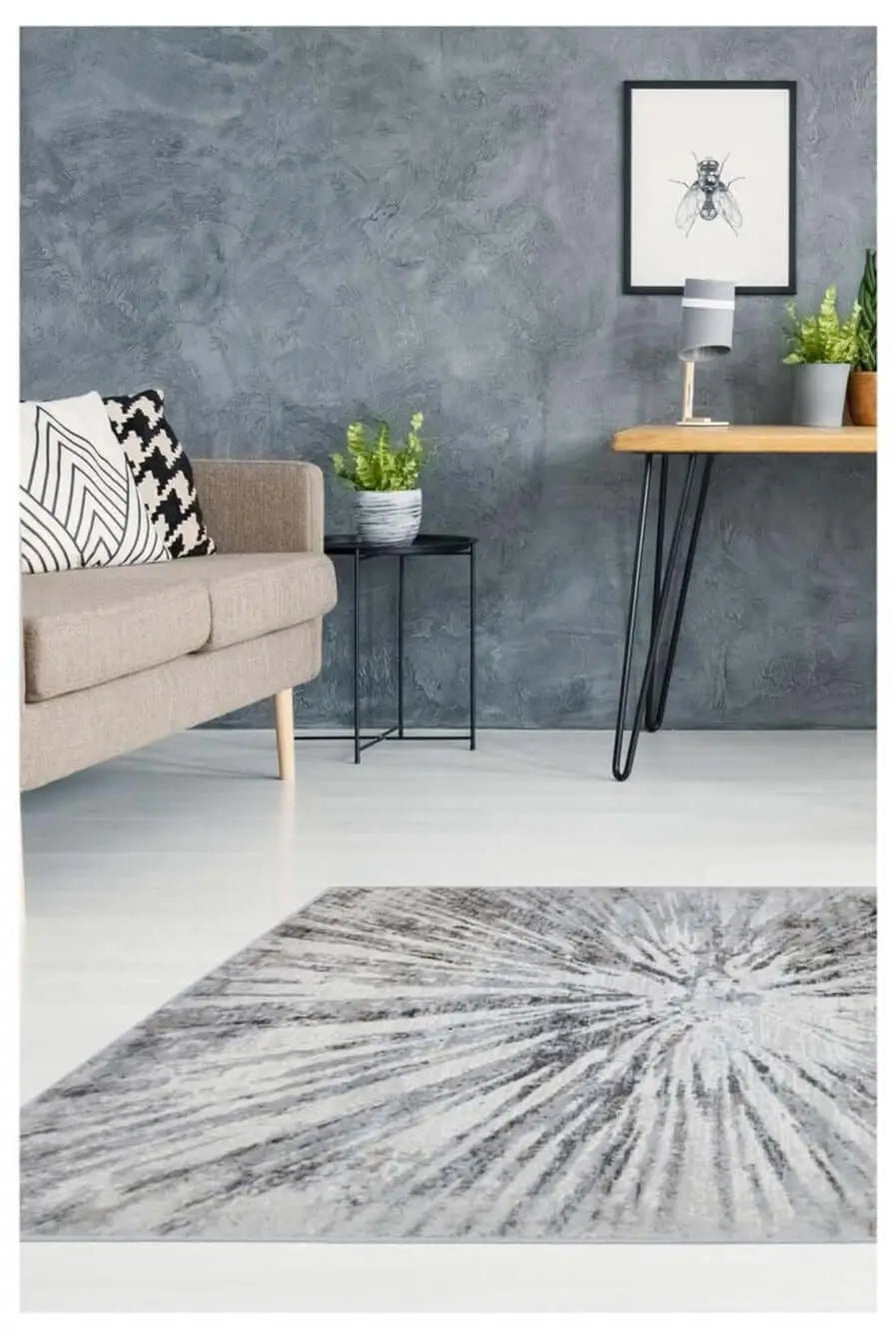 Abstract Burst Grey Rug