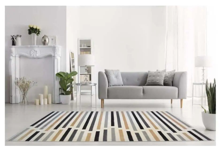 Abstract Multicolour Stripe Rug