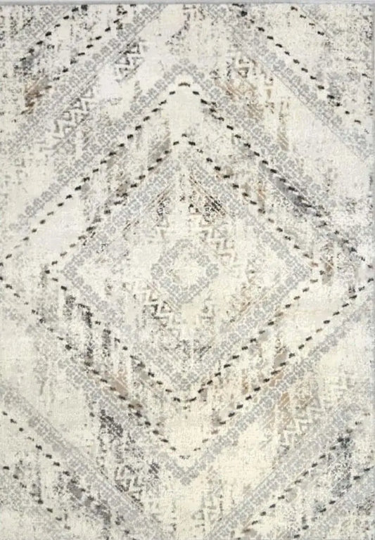 Abstract Vintage Cream & Grey Rug