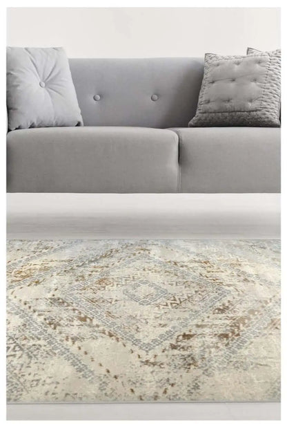 Abstract Vintage Cream/Ochre Rug