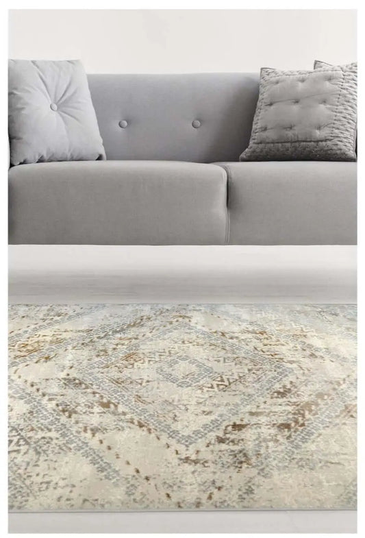 Abstract Vintage Cream/Ochre Rug