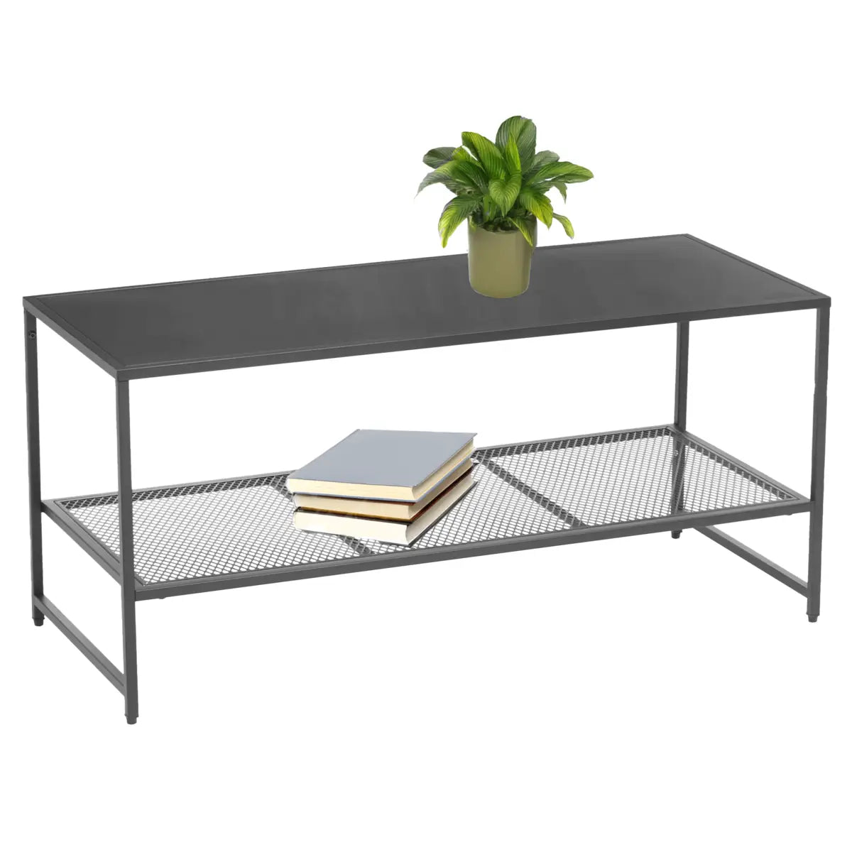 Acero Grey Metal Coffee Table with Mesh Shelf