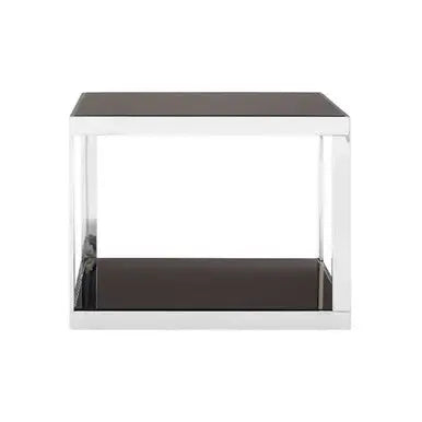 Ackley Black Glass and Silver Finish Square Coffee Table