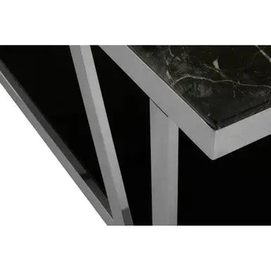 Ackley Black Marble and Silver Finish Rectangular Coffee Table