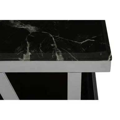 Ackley Black Marble and Silver Finish Rectangular Coffee Table