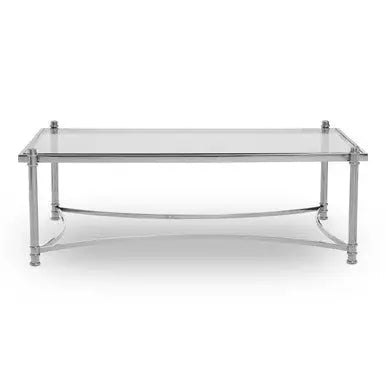 Ackley Clear Glass and Silver Finish Rectangular Coffee Table