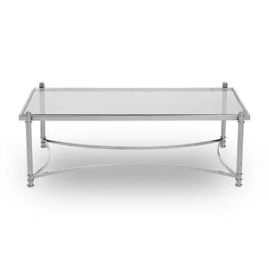 Ackley Clear Glass and Silver Finish Rectangular Coffee Table