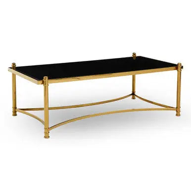 Ackley Gold Stainless Steel Coffee Table with Black Glass Top