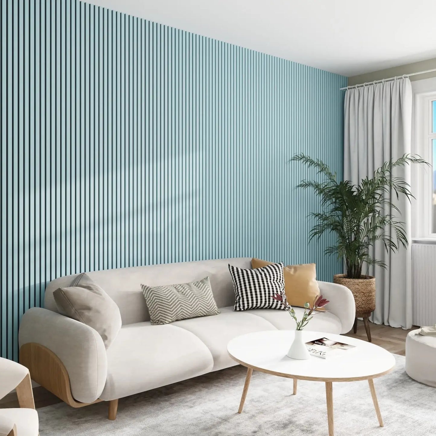 Acoustic Wall Panels in Baby Blue with Black Backing