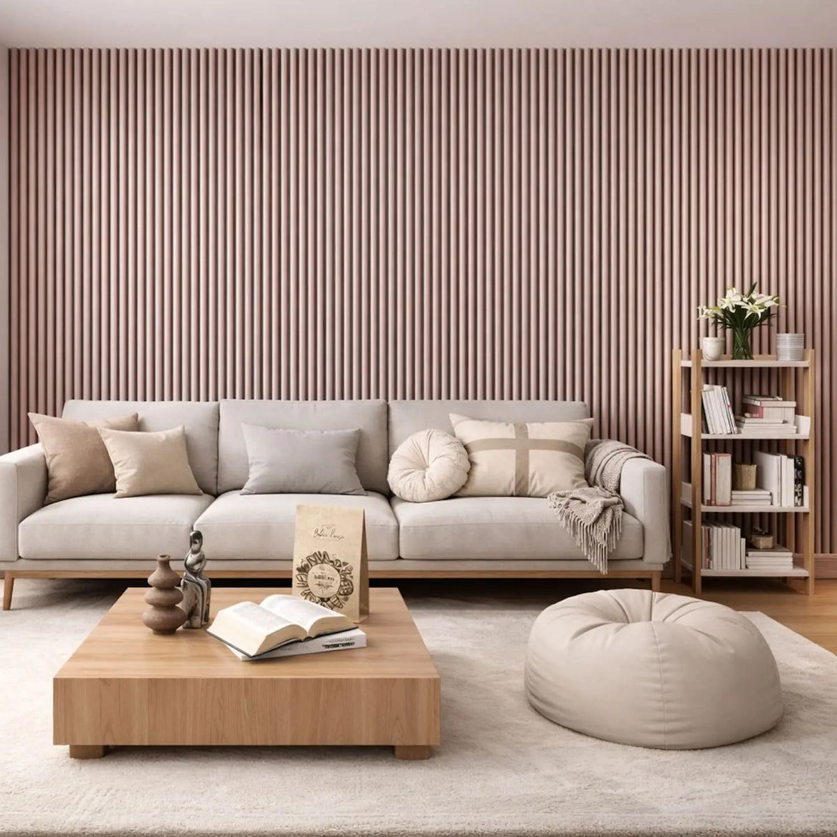 Acoustic Wall Panels in Dusky Pink with Black Backing