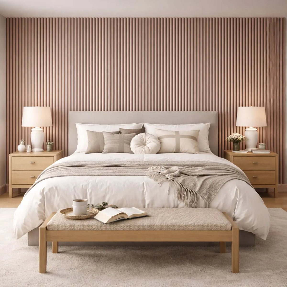 Acoustic Wall Panels in Dusky Pink with Black Backing