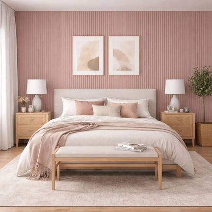 Acoustic Wall Panels in Dusky Pink with White Backing
