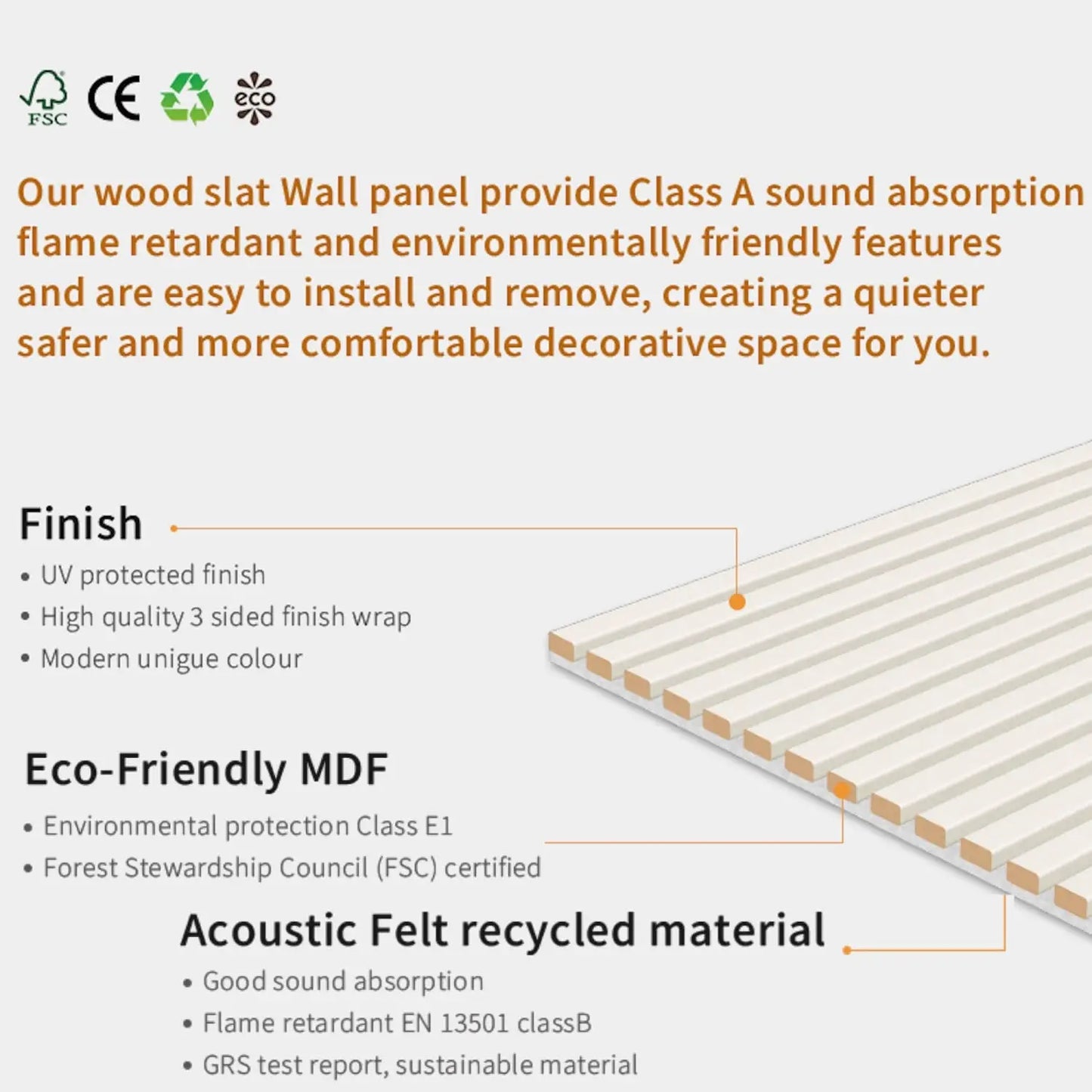 Acoustic Wall Panels in Off White Scallop with White Backing