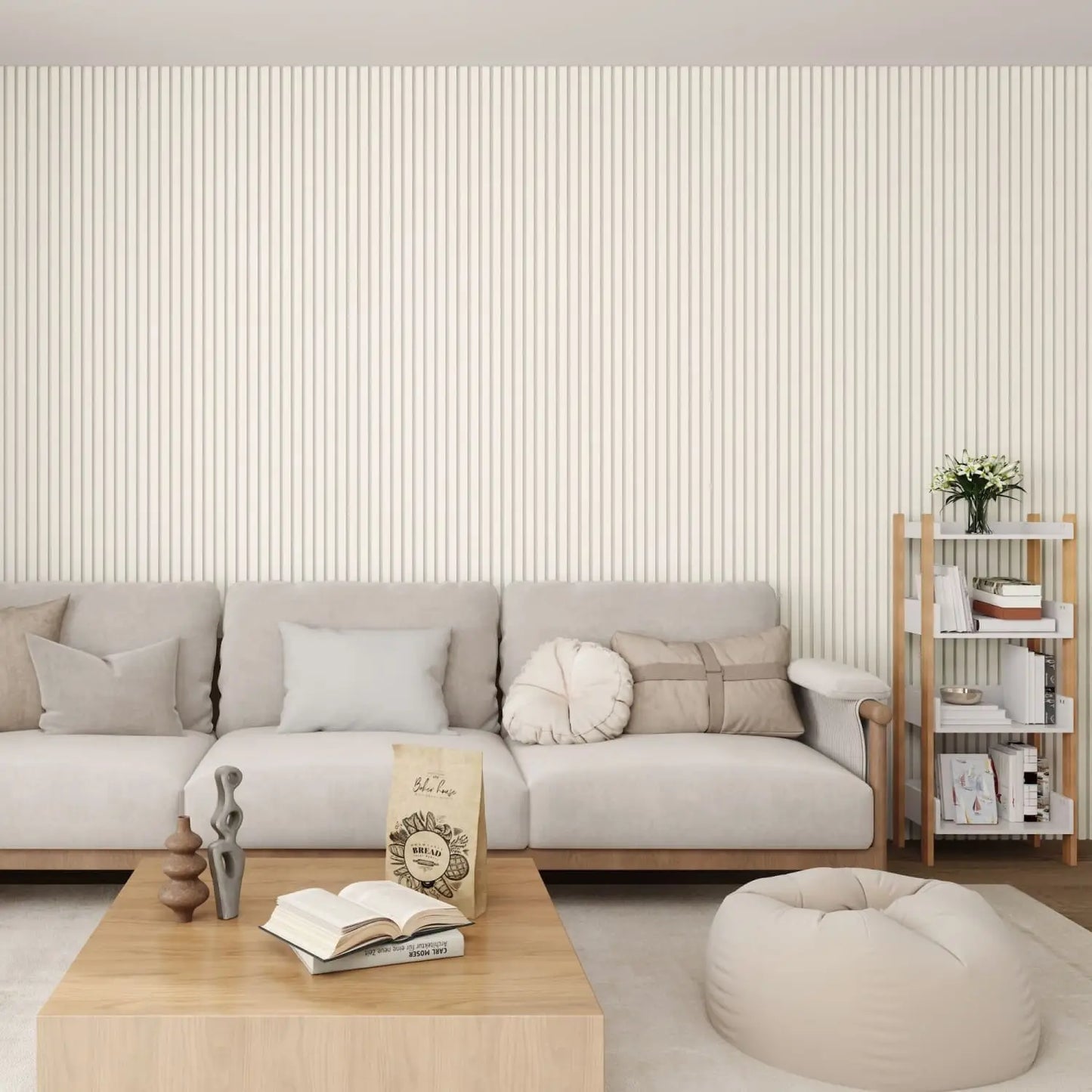 Acoustic Wall Panels in Off White with White Backing