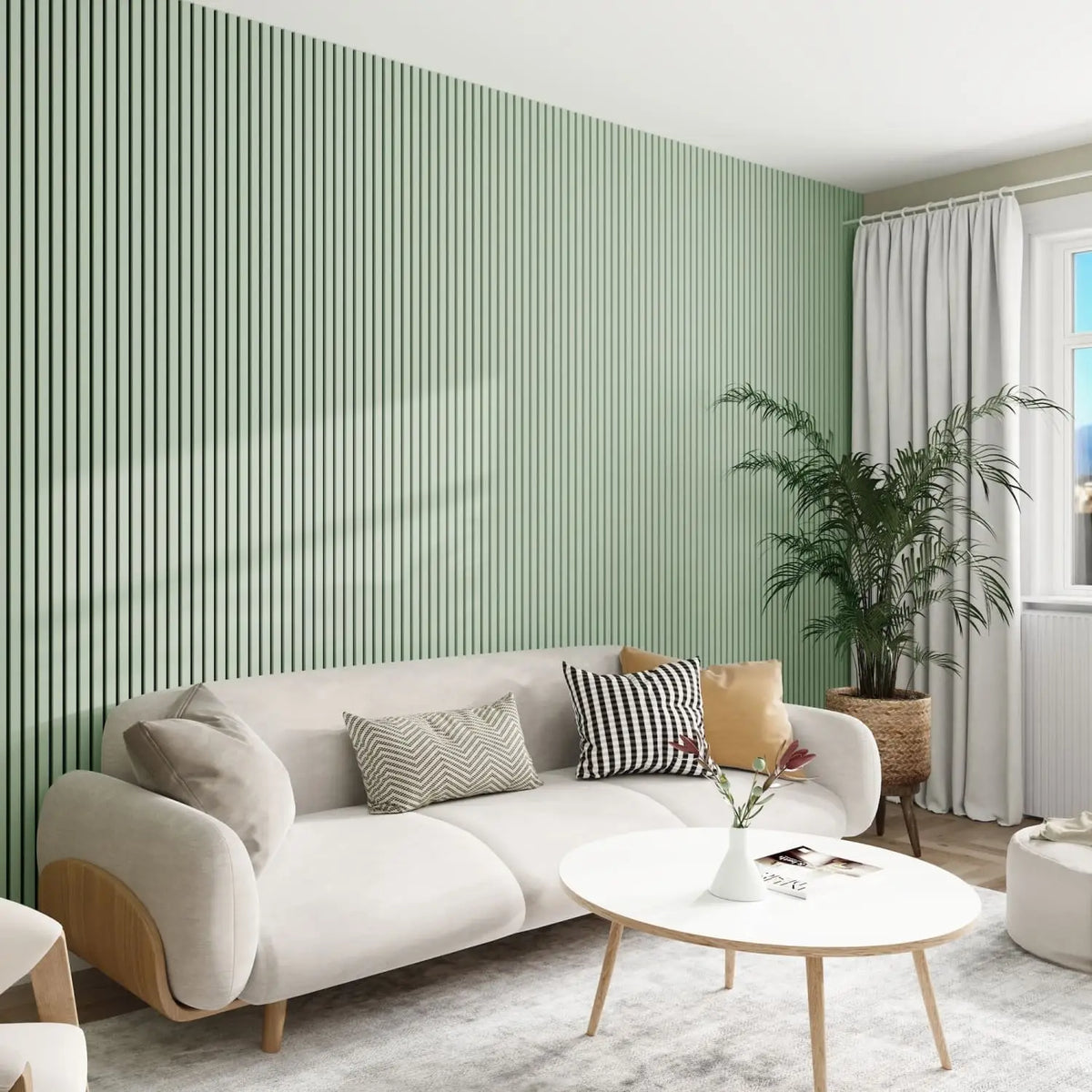 Acoustic Wall Panels in Pastel Green with Black Backing