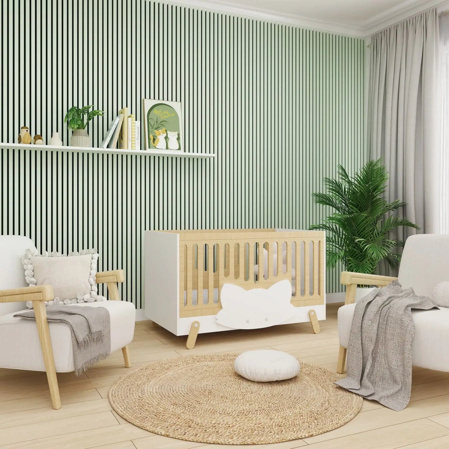 Acoustic Wall Panels in Pastel Green with Black Backing