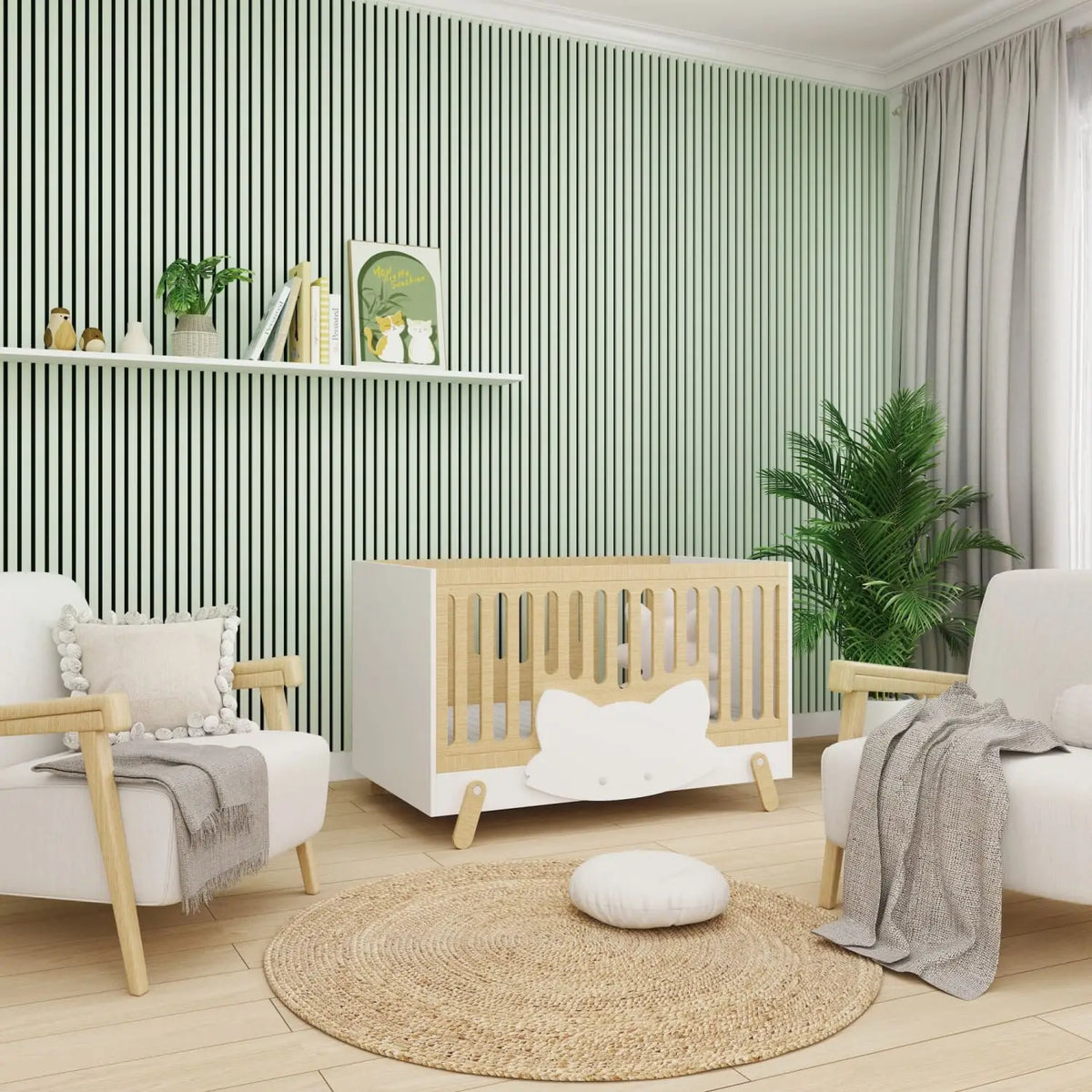 Acoustic Wall Panels in Pastel Green with Black Backing