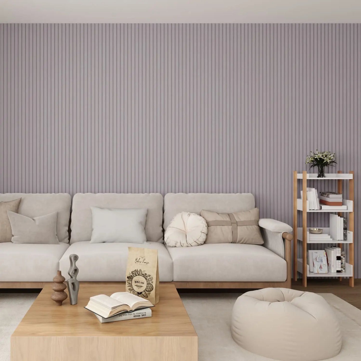 Acoustic Wall Panels in Purple Heather with White Backing
