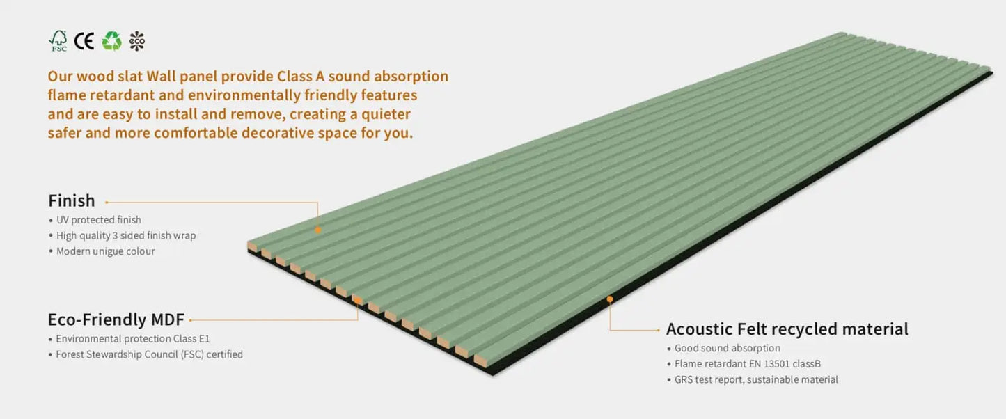 Acoustic Wall Panels in Vintage Sage Green with Black Backing