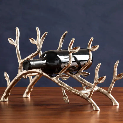 Adria Silver Finish Wine Rack with Branch Design