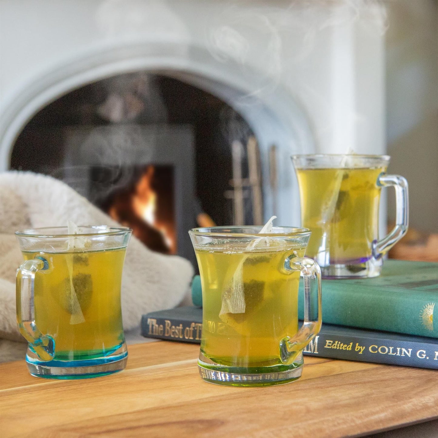 225ml Zen+ Coloured Base Glass Coffee Mugs - Pack of Six