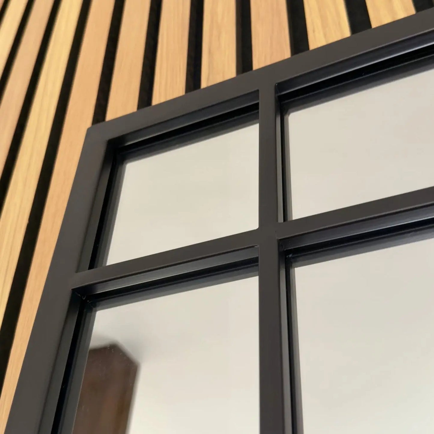 Aimi - Black Metal Rectangle Window Mirror - 95cm x 120cm.