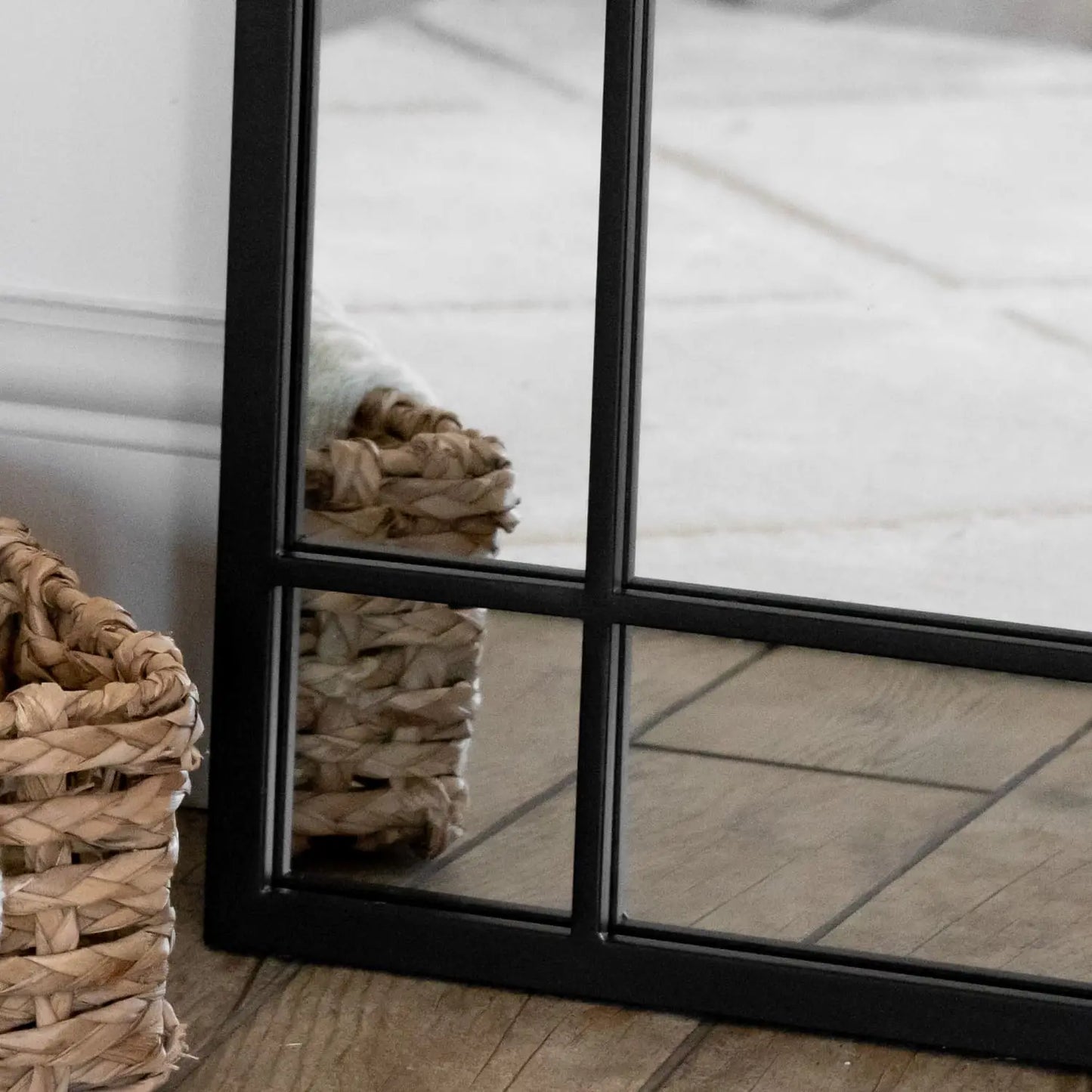 Aimi - Full Length Black Metal Rectangle Window Mirror - 180cm x 90cm