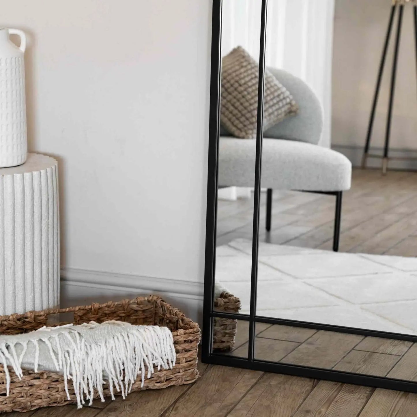 Aimi - Full Length Black Metal Rectangle Window Mirror - 200cm x 120cm