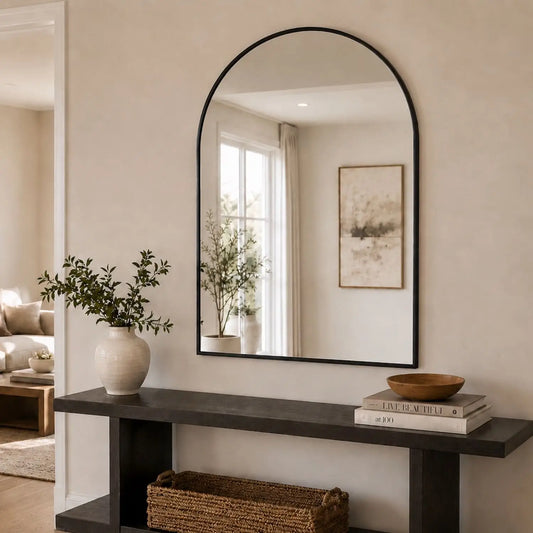 Akiko - Black Metal Arched Mirror - 120cm x 95cm