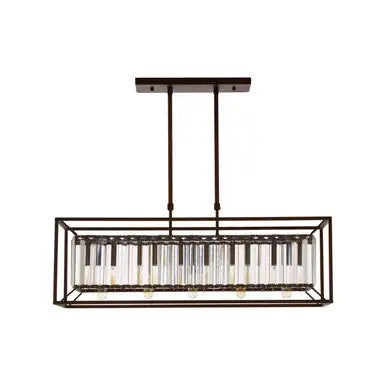 Akiko Dark Bronze Finish and Glass 5 Bulb Ceiling Light