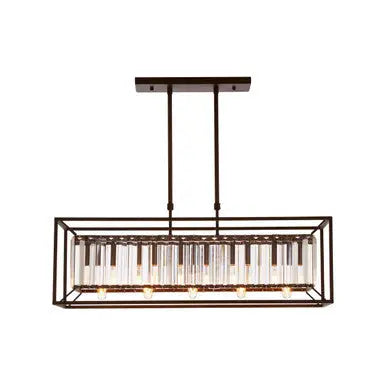Akiko Dark Bronze Finish and Glass 5 Bulb Ceiling Light